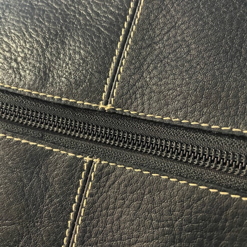 Soft Black Thick Genuine Leather Crossbody/Shoulder/Tote Bag #0097 - Picture 8 of 11